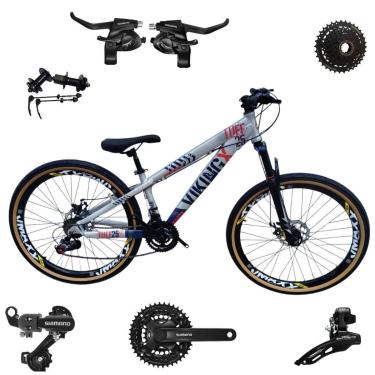 Imagem de Bicicleta 26 VikingX T25 24v Shimanos Cubo e Catraca K7 Pneu Aro 26 Balão Faixa Amarela-Unissex