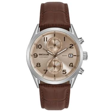 Imagem de Relógio Seculus Clássico 77338G0SVNC1 Couro Crocodilo Marrom-Masculino