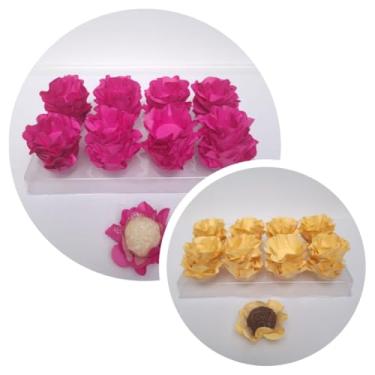 Imagem de Forminhas para Doces, 80 Peças Decorativas em Formato de Flor para Festas, Casamentos e Aniversários (Rosa Pink e Vanilla)