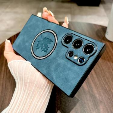 Imagem de YOGISU Capa magnética de couro retrô para Samsung S24 FE (para Samsung S24 FE/azul escuro)