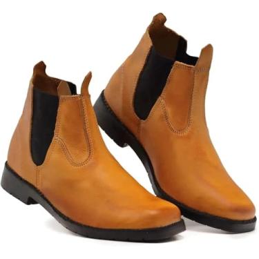 Imagem de Botina Masculina Resistente de Couro para Trabalho, Sola de Pneu, Mateira (Wisky, n/a, BR, Adulto, Numérico, 40)