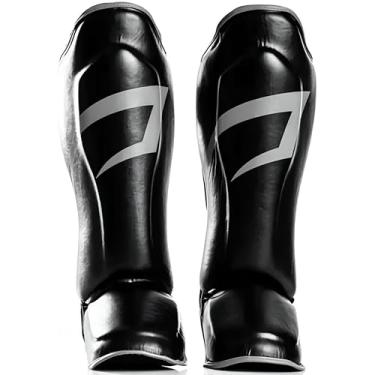 Imagem de Caneleira Muay Thai Kickboxing Profissional New Impact Pretorian (PRETO/PRATA, G)