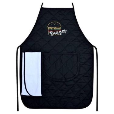 Imagem de Avental Bordado Churrasco Pizza Burguer Sushi Forro de Tecido com Bate