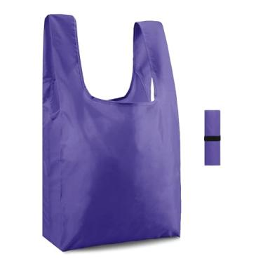 Imagem de Sacolas de compras reutilizáveis roxas de poliéster dobrável, estampa geométrica de flores de animais fofos, sacolas de compras reutilizáveis, extra grandes, resistentes de 23 kg, laváveis na máquina