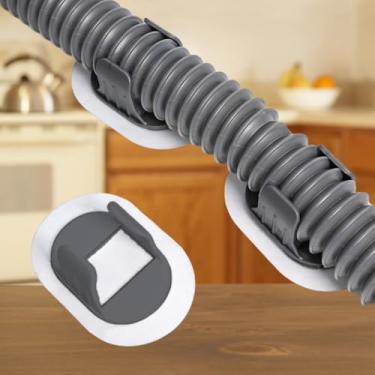 Imagem de Organizador de braçadeira de tubo de plástico ajustável de 3 peças para máquina de lavar tubos de aquecedor de água a gás, cinza, 9,5 x 6,5 cm