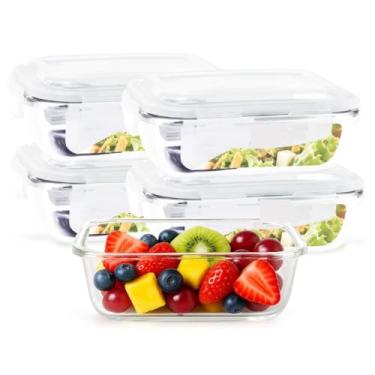 Imagem de Kit 10 Potes Herméticos de Vidro 640ml com Tampa 4 Travas | Marmita | Alimentos Fit | Mantimentos, Marmitas para Alimentos Fit e Mantimentos(5 POTES 640ML)