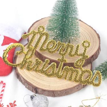 Imagem de 3/6 peças, placa de carta de Feliz Natal, artesanato, acessórios de decoração de casa, enfeites de pendurar, presente de decoração de Natal Navidad (ouro - 3 peças)