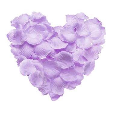 Imagem de 1000 peças de pétalas de rosa de seda, pétalas de flores artificiais, pétalas de rosa falsas para noite romântica, casamento, decoração de flores de aniversário de casamento (roxo claro)
