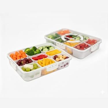 Imagem de Organizador Geladeira 8 Compartimentos - Cesto Alimentos Divisórias PP Livre BPA 31x24cm