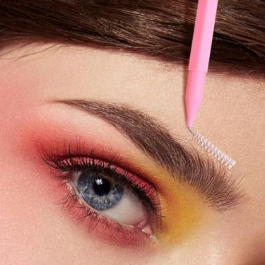 Imagem de 10 pincéis de sobrancelha macia permanente, mini pincéis descartáveis para levantar sobrancelhas, ferramentas de maquiagem feminina, rosa