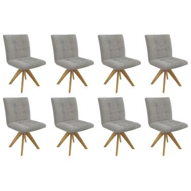 Imagem de Cadeira Sala de Jantar Nice 1C001CA Premium Madeira Maciça Kit 8 Un Carvalho/Boucle Cinza - Kappesberg