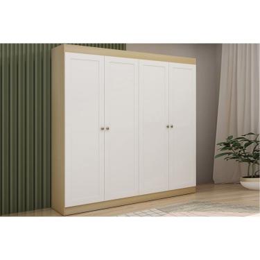 Imagem de Guarda Roupa Casal 4 Portas e 2 Gavetas Europa Savana/Branco - Genialflex