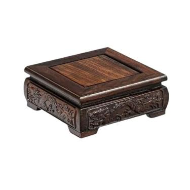 Imagem de suporte para bonsai Miniaturas de madeira ébano para bonsai, conjuntos chá, vasos, estatuetas para casa, suporte exposição(Grande)