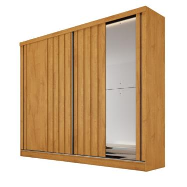 Imagem de Guarda Roupa Galati Ripado Com 1 Espelho 100% Mdf Mademarcs Peroba