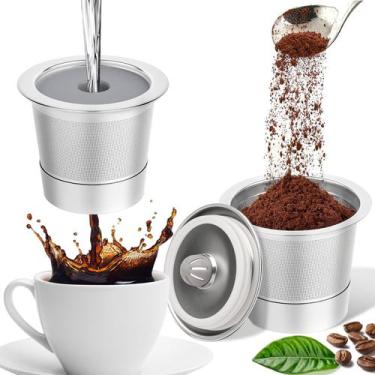 Imagem de Filtro K Cups reutilizável, pacote com 2 unidades de aço inoxidável pa