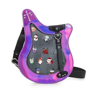 Imagem de ZAROXOXS Ita Bag Bolsas transversais Kawaii, bolsas de ombro para guitarra a laser, alfinetes de música, Roxa