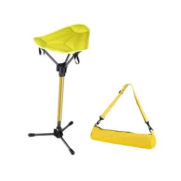 Imagem de simhoa Banquinho de camping pequeno, apoio para os pés, cadeira de camping portátil e dobrável para eventos esportivos, Amarelo