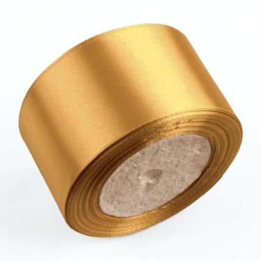 Imagem de Fita de cetim dourada de 5 cm x 25 metros fitas de tecido de face única para rosas eternas, buquês de flores, embrulho de presente, artesanato, chá de panela, decoração de casamento