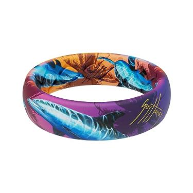 Imagem de Groove Life Guy Harvey Anel de silicone – Anéis de casamento de borracha respirável para homens e mulheres, cobertura vitalícia, design exclusivo, anel de ajuste confortável, 8, Silicone, Sem pedra preciosa