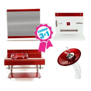 Imagem de Combo 3 em 1 - Gabinete 70cm Espanha + Torneira Ibiza + Kit Banheiro J