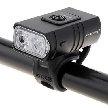 Imagem de SecurityIng Luz frontal de bicicleta recarregável por USB, super brilhante, 2 LEDs, 1000 lm, à prova d'água, 6 modos, conjunto de luz traseira, lanterna traseira, bateria embutida de 1000 mAh e