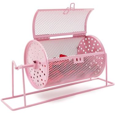Imagem de Teenyyou Rifa pequena de 18 cm x 12 cm com rodador de bilhete atualizado comporta 600 bilhetes com suporte para tambor para jogos e eventos (rosa)