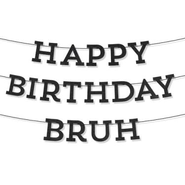 Imagem de Faixa de Feliz Aniversário, Irmão, Decorações Feliz Aniversário Irmão Glitter Preto Suprimentos para Festa de Celebração para Meninos Adolescentes