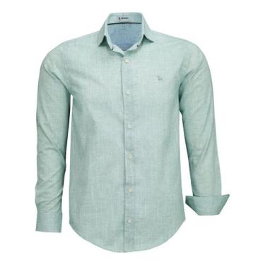 Imagem de Camisa Social Manga Longa Comfort Amil Algodão Tecido Liso 1866, Verde
