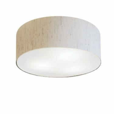 Imagem de Plafon Cilíndrico Vivare Md-3047 Cúpula Em Tecido 45x15cm - Bivolt Linho Bege 127/220v