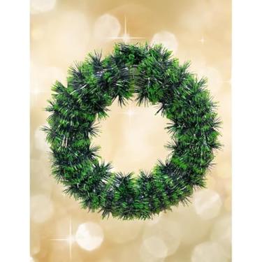 Imagem de Guirlanda Natalina25-40 Cm De Natal Decorativa Para Porta Com Flores Vermelhas Douradas Decoração Natal Decoração Equipado com pequenas bolas(Verde 30cm)