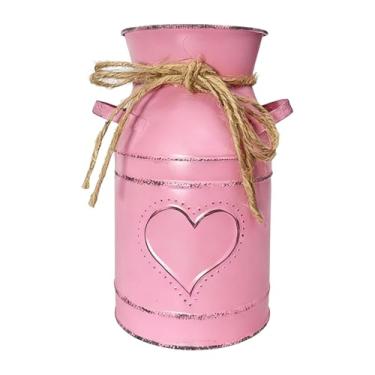 Imagem de Dualoai Jarro Rústico Francês Estilo Campestre, Suporte Decorativo para Flores, Vaso Compacto em Estilo Shabby Chic, Rosa