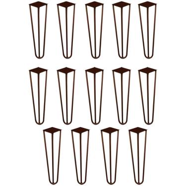 Imagem de Kit 14 Pés De Metal 30 Cm Mesa De Canto Rack E Puffs Bronze