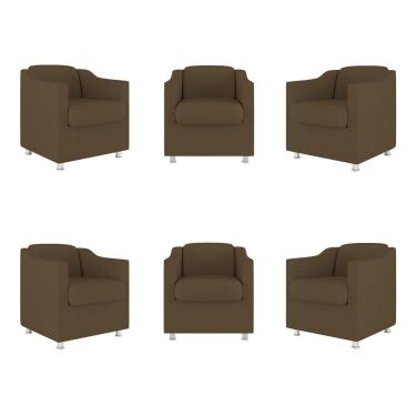 Imagem de Kit 06 Poltronas Sala De Espera Clinica Suede Balaqui Decor Cor:marrom