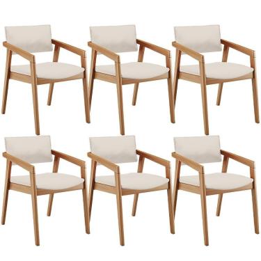 Imagem de Kit 06 Cadeiras Para Sala De Jantar Estar Living Giorgia B04 Linho Cru