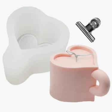 Imagem de Moldes de silicone em forma de coração, recipientes exclusivos de armazenamento de velas, moldes de cimento de concreto de resina para o dia dos namorados, faça você mesmo, artesanato, decoração de