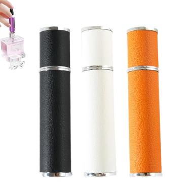 Imagem de Pacote com 3 frascos atomizadores portáteis de couro recarregável de 12 ml, frasco de refil de perfume tamanho viagem, dispensador de bolso luxuoso portátil, mini dispensador de colônia para mulheres
