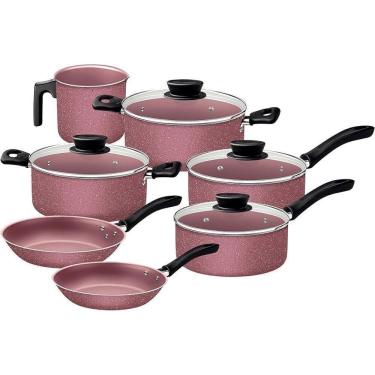 Imagem de Jogo De Panelas Tramontina Linz Starflon Max Rosa 7 Pç