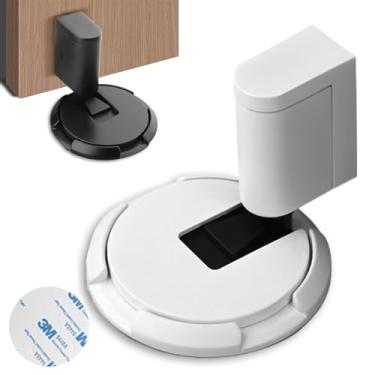 Imagem de Liucocotos Rolha de porta magnética, altura moderna ajustável, suporte de porta de vidro de segurança montado na parede, sem furadeira, à prova de vento e batente de porta de liga de metal durável