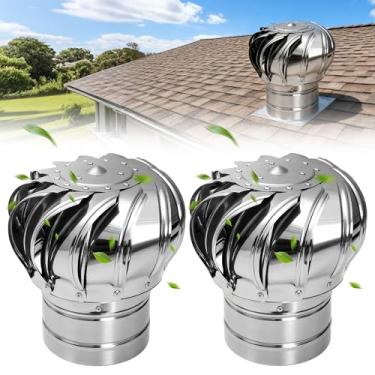 Imagem de 2 pacotes de ventilação de telhado de turbina de aço inoxidável, ventiladores de turbina de 10 cm, ventilador de teto de vento para casas tampa de ventilação de teto do sótão de fábrica (tamanho: 110