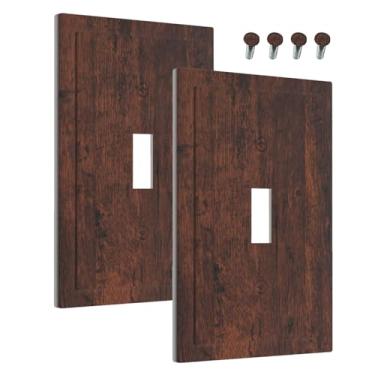 Imagem de Wmhusu Capa decorativa para interruptor de luz marrom vermelho rústico grão de madeira retrô fazenda 1 gangue capa de placa de parede com interruptor único placa frontal elétrica para decoração de