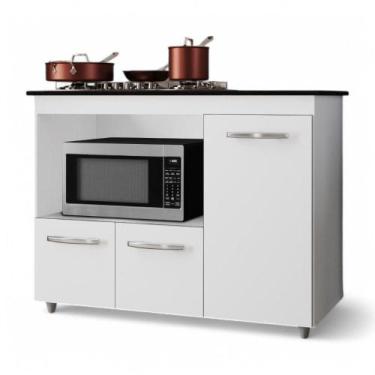 Imagem de Balcão Para Cooktop Anna 114cm 03 Portas Com Tampo Recortado Branco - 