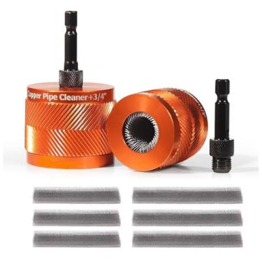 Imagem de Garosa 1/2in 3/4in Conjunto de Escova de Tubo de Cobre para Broca Com Escovas de Aço Inoxidável Corpo de Liga de Alumínio para Pintura Em Tubos de Metal