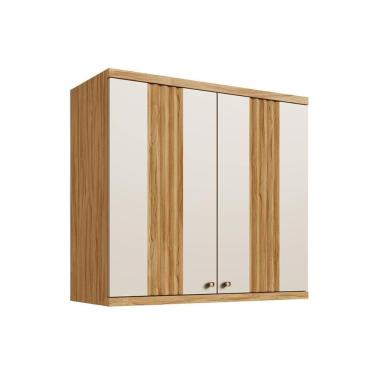 Imagem de Armário Aéreo Cozinha Modulado Sauvignon C- 2 Portas Canelada 80cm Amendoa-off White - Ronipa