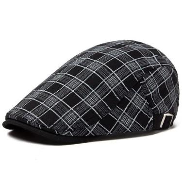 Imagem de Cap Flat Gatsby New Black and White Plaid para homens - yiweisai