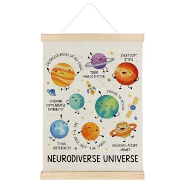 Imagem de ATBWGT Autism Awareness Mental Health Wall Art Decor, Therapy Office, Space Neurodiverse Universe SPED Poster Hanger Frame for Nursery Toddler Kids Bedroom Classroom, 30 x 40 cm