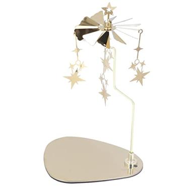 Imagem de Fayelume Carrossel de velas em estrela, castiçal giratório giratório, suporte de velas de sino de aço inoxidável, para bares, cafés, Natal, casamento
