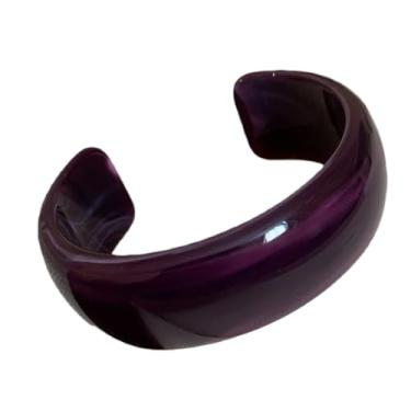 Imagem de KIFEDSLJ Pulseira aberta de resina acrílica colorida, geométrica, grossa, fina, larga para mulheres, joias de férias, diameter:8cm, Resina, Sem pedra