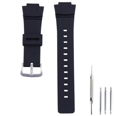 Imagem de Czjiaqh Pulseira de relógio masculina de resina compatível com Casio g-shock 10001449 G-100 G-101 G-200 G-2110 G-2300 G-2310 GW2310 GW2310, acessórios de borracha à prova d'água (preto)