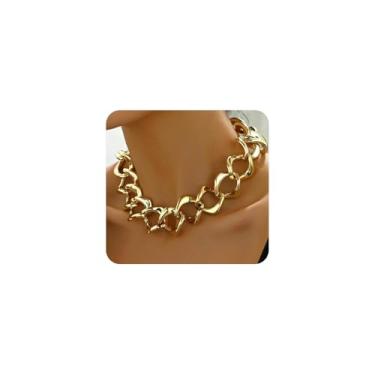 Imagem de Navirix Colar de corrente de ouro grosso, personalidade, grande, punk, gargantilha para mulheres, acessórios de hip hop de metal simples exagerado, Large, Plástico, Sem Pedra Preciosa