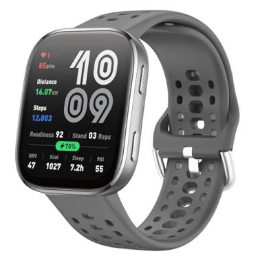 Imagem de ZOCOVIN Pulseira de silicone para Amazfit Helio Strap/Bip 6/Bip 5, pulseira de substituição macia esportiva respirável para Amazfit GTR 4/3 Pro/3/2/2e/47 mm masculina e feminina